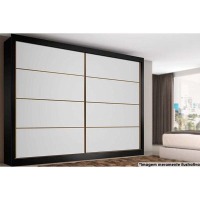 Guarda Roupa 2 Portas de Correr e 6 Gavetas Sevilha Branco/Preto - Europa