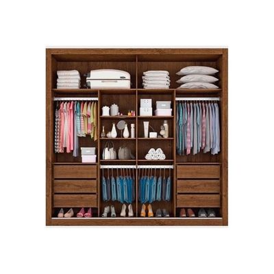 Guarda Roupa Casal 2 Portas de Correr e 6 Gavetas c/ 1 Espelho Sevilha Branco - Europa