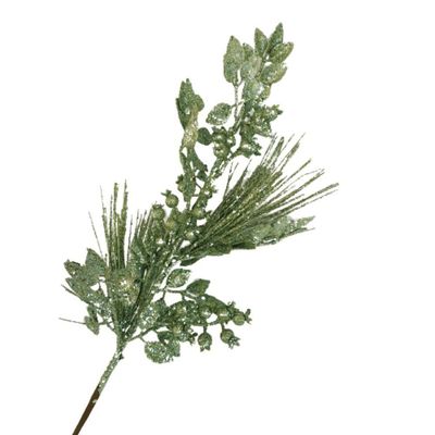 Galho Decorativo Natal 68cm Frutas Silvestres Verde 68cm