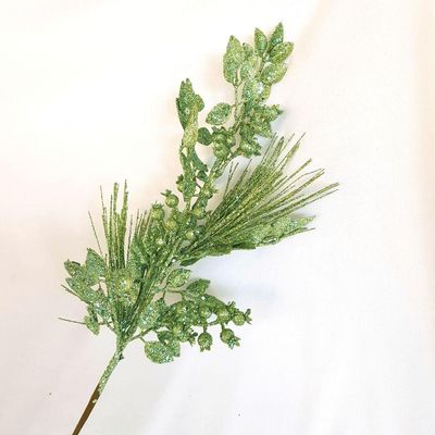 Galho Decorativo Natal 68cm Frutas Silvestres Verde 68cm