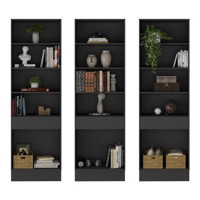 Armário/estante Escritório 3 Portas Multimóveis Mp7001 Preto/branco Preto/branco