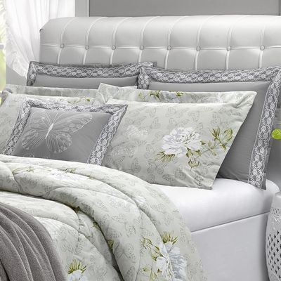 Jogo de Cama Queen 200 Fios Papillons Branco 4pçs