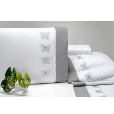 Jogo de Cama Queen 200 Fios Papillons Branco 4pçs