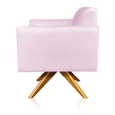 Poltrona Giratória Marisa Suede Rosa Bebê