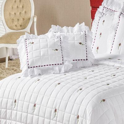Jogo de Cama Queen Bordado 200 Fios Felicitá Branco 4pçs