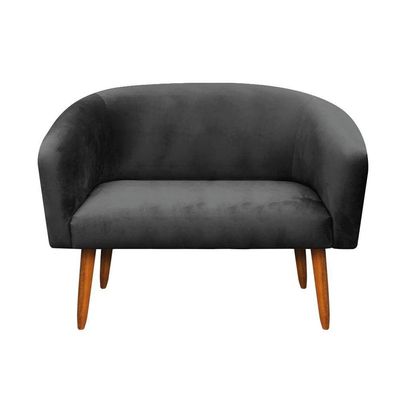 Kit 01 Namoradeira 02 Poltronas Suede Preto