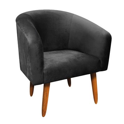 Kit 01 Namoradeira 02 Poltronas Suede Preto