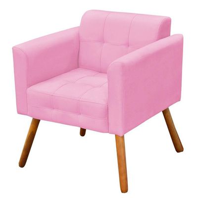 Kit 01 Namoradeira 02 Poltronas Elisa Suede Rosa Bebê