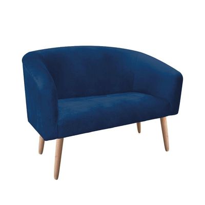 Kit 01 Poltrona e 01 Namoradeira 02 Lugares Suede Marinho