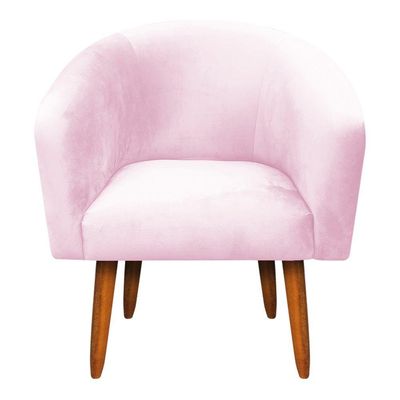 Kit 01 Namoradeira e 01 Poltrona Suede Rosa Bebê Pés Palito