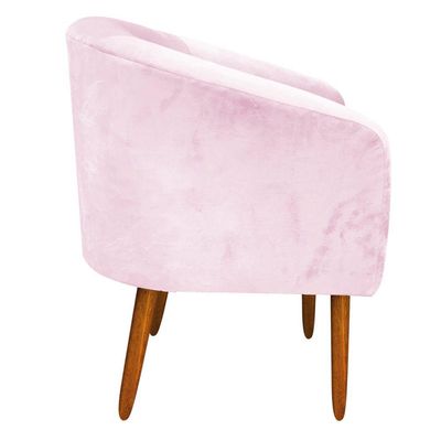 Kit 01 Namoradeira e 01 Poltrona Suede Rosa Bebê Pés Palito