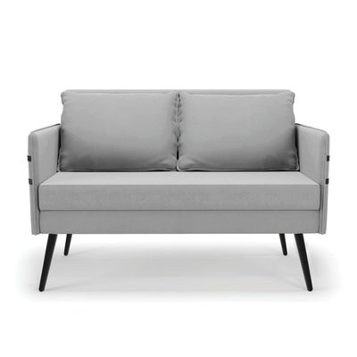 Kit 01 Namoradeira E 02 Poltronas Suede Cinza
