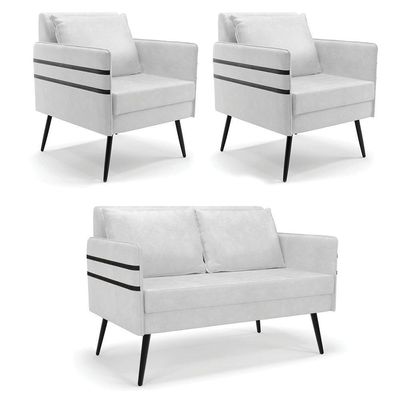 Kit 01 Namoradeira E 02 Poltronas Corano Branco