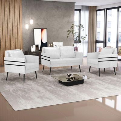 Kit 01 Namoradeira E 02 Poltronas Corano Branco