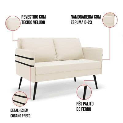 Kit 01 Namoradeira 02 Lugares E 02 Poltronas De Ferro Bege