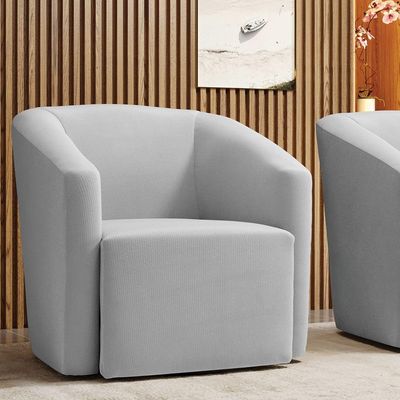 Poltrona Stella Max Suede Cinza Base Giratória - D'rossi