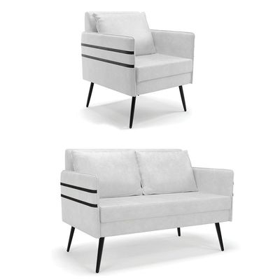 Kit 01 Namoradeira E 01 Poltrona Corano Branco