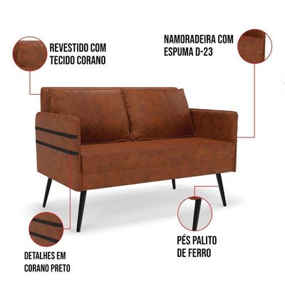 Kit 01 Namoradeira E 02 Poltronas Corano Nozes