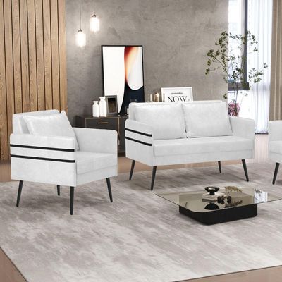 Kit 01 Namoradeira E 01 Poltrona Corano Branco