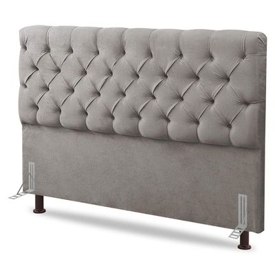 Cabeceira Cama Box Casal Lylla 140cm Capitonê Com Frame Linho Bege - Desk Design