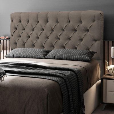 Cabeceira Cama Box Casal Queen Size Lylla 160cm Capitonê Com Frame Linho Cacau - Desk Design