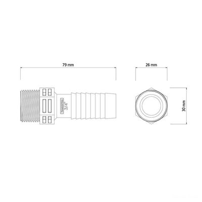 Adaptador Com Rosca Externa 3/4" Tramontina Para Mangueiras Tramontina