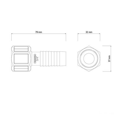 Adaptador Com Rosca Interna 3/4" Tramontina Para Mangueiras Tramontina