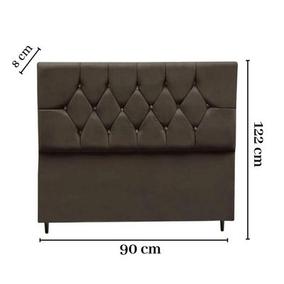Cabeceira Box Estofada Solteiro 90 Cm Geovana Suede Marrom