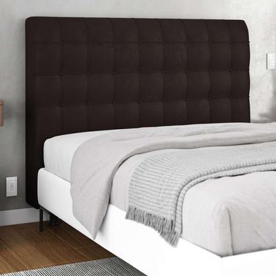Cabeceira Cama Box Casal King Size Ciara 195cm Botonê Com Frame Sintético Marrom