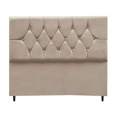 Cabeceira Cama Box Estofada Queen 160 Cm Geovana Suede Bege