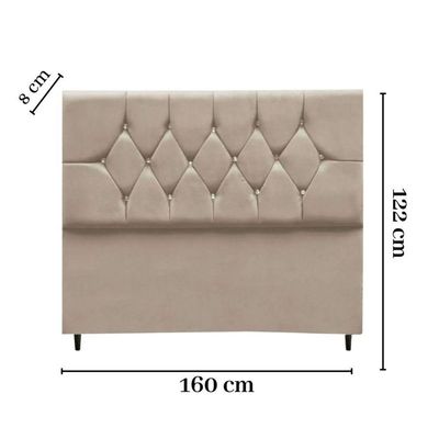 Cabeceira Cama Box Estofada Queen 160 Cm Geovana Suede Bege