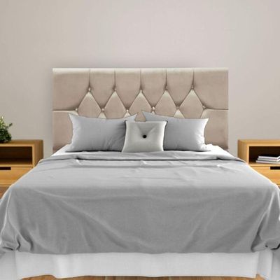 Cabeceira Cama Box Estofada Queen 160 Cm Geovana Suede Bege