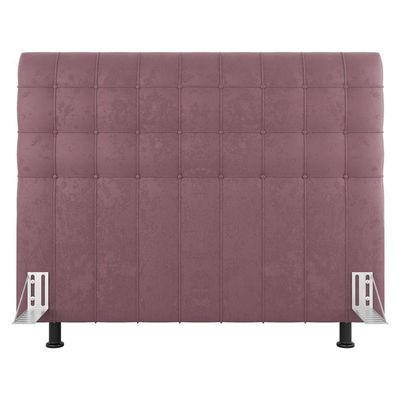 Cabeceira Cama Box Casal King Size Dahlia 195Cm Com Frame Veludo Rosê - Desk Design