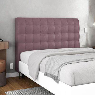 Cabeceira Cama Box Casal King Size Dahlia 195Cm Com Frame Veludo Rosê - Desk Design