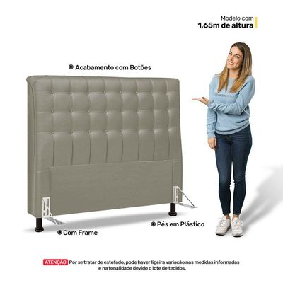 Cabeceira Cama Box Casal Ciara 140cm Botonê Com Frame Linho Bege