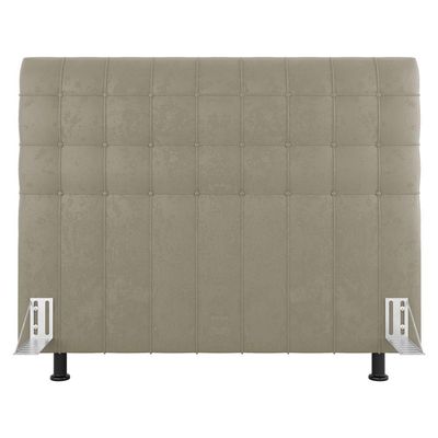 Cabeceira Cama Box Solteiro Dahlia 90Cm Com Frame Suede Bege - Desk Design