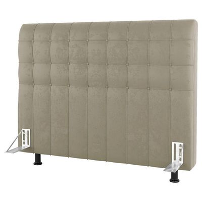 Cabeceira Cama Box Solteiro Dahlia 90Cm Com Frame Suede Bege - Desk Design