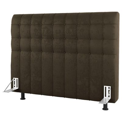 Cabeceira Cama Box Casal King Size Dahlia 195Cm Com Frame Suede Marrom - Desk Design