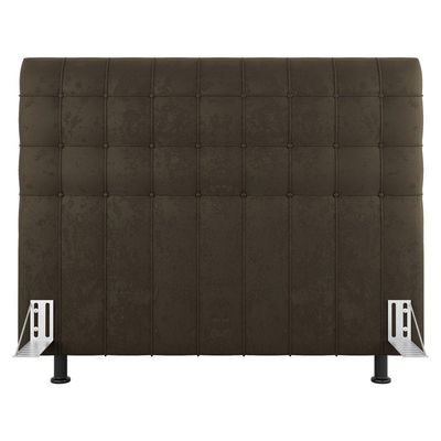 Cabeceira Cama Box Casal King Size Dahlia 195Cm Com Frame Suede Marrom - Desk Design