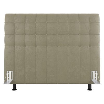 Cabeceira Cama Box Casal Dahlia 140Cm Com Frame Sintético Bege - Desk Design