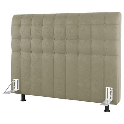 Cabeceira Cama Box Casal Dahlia 140Cm Com Frame Sintético Bege - Desk Design