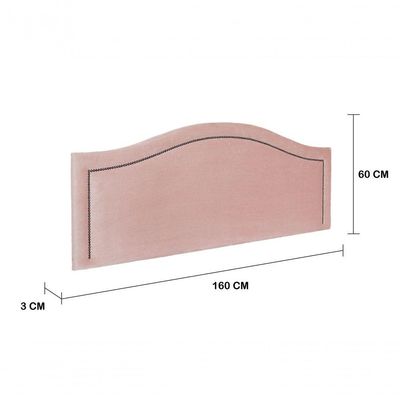 Cabeceira Queen Curva Luxo 160x60 Veludo Rosê - Tachas Fumê