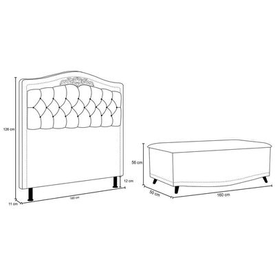Cabeceira Cama Box Casal Queen 160Cm Com Calçadeira Baú Imperial Veludo J02 Bege