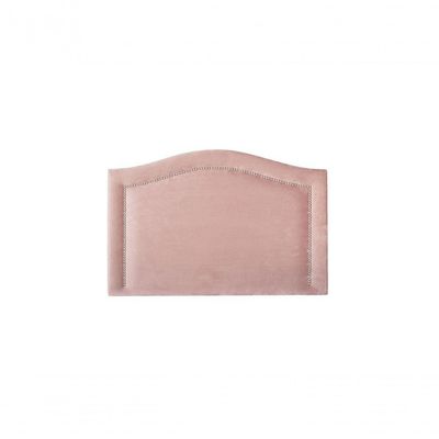 Cabeceira Solteiro Curva Luxo 90x60 Veludo Rosê - Tachas Prata