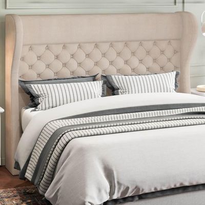 Cabeceira Cama Box Casal Queen 160Cm Trinidad P02 Linho Bege Cru