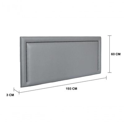 Cabeceira King Reta Luxo 193x60 Courino Cinza - Tachas Fumê