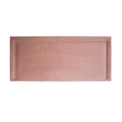 Cabeceira Casal Reta Luxo 140x60 Veludo Rosê - Tachas Prata