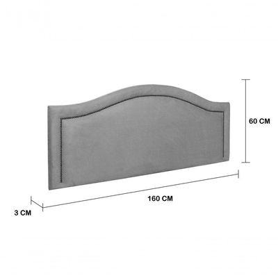 Cabeceira Queen Curva Luxo 160x60 Suede Cinza - Tachas Fumê