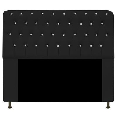 Cabeceira Estofada Lady Com Strass 140 Cm Queen Size Corano - Doce Sonho Móveis Preto