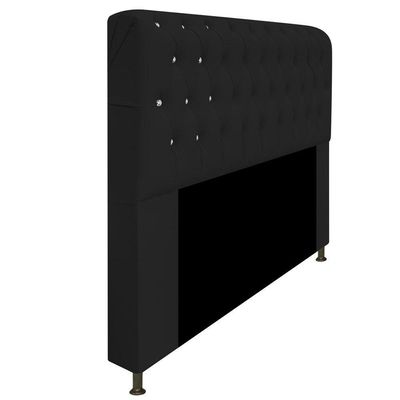 Cabeceira Estofada Lady Com Strass 140 Cm Queen Size Corano - Doce Sonho Móveis Preto